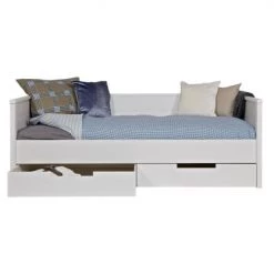 Woood Lits Enfant Cadre De Lit Banquette En Pin Fsc 90x200 Blanc -Lits enfant Soldes cadre de lit banquette en pin fsc 90x200 blanc 3