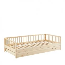 Drawer Lits Enfant Cadre De Lit Pour Enfant En Bois Massif Avec Tiroir 90x190cm Bois Clai -Lits enfant Soldes cadre de lit pour enfant en bois massif avec tiroir 90x190cm bois clai 2