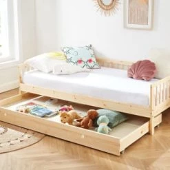 Drawer Lits Enfant Cadre De Lit Pour Enfant En Bois Massif Avec Tiroir 90x190cm Bois Clai -Lits enfant Soldes cadre de lit pour enfant en bois massif avec tiroir 90x190cm bois clai 3