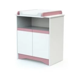 AT4 Lits Enfant Chambre Bébé : Lit 60x120, Armoire Et Commode à Langer. Blanc Et Rose -Lits enfant Soldes chambre bebe lit 60x120 armoire et commode a langer blanc et rose 2