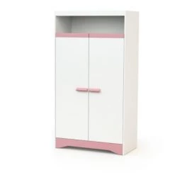 AT4 Lits Enfant Chambre Bébé : Lit 60x120, Armoire Et Commode à Langer. Blanc Et Rose -Lits enfant Soldes chambre bebe lit 60x120 armoire et commode a langer blanc et rose 3