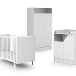 AT4 Lits Enfant Chambre Carnaval Blanc : Lit 60x120, Armoire Et Commode à Langer