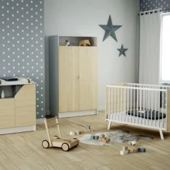 AT4 Lits Enfant Chambre Carnaval Bouleau : Lit 60x120, Armoire Et Commode à Langer -Lits enfant Soldes chambre carnaval bouleau lit 60x120 armoire et commode a langer 4