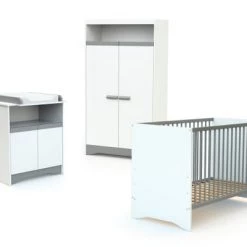 AT4 Lits Enfant Chambre Cotillon Gris : Lit 60x120, Armoire Et Meuble à Langer