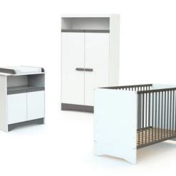 AT4 Lits Enfant Chambre Cotillon Taupe : Lit 60x120, Armoire Et Meuble à Langer