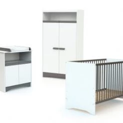 AT4 Lits Enfant Chambre Cotillon Gris : Lit 60x120, Armoire Et Meuble à Langer -Lits enfant Soldes chambre cotillon taupe lit 60x120 armoire et meuble a langer 6