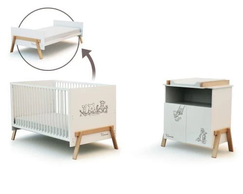 AT4 Lits Enfant Grand Duo Blanc Et Hêtre Verni 1 AT4 Lits Enfant Grand Duo Blanc Et Hêtre Verni