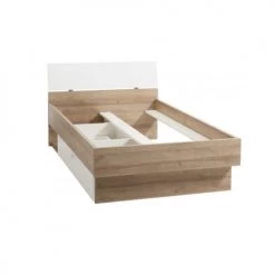 Meubletmoi Lits Enfant Lit 120x200 Avec Tiroir Décor Chêne Et Blanc Enfant Ado