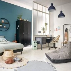 Maisons Du Monde Lits Lit 140x190 Noir 10 Maisons Du Monde Lits Lit 140x190 Noir -Lits enfant Soldes lit 140x190 noir 1000 4 22 193583 6