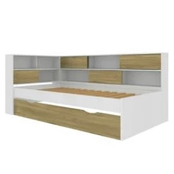 ID Kids Lits Enfant Lit 90x190 Cm Effet Bois Blanc -Lits enfant Soldes lit 90x190 cm effet bois blanc et bois