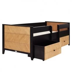 Bopita Lits Enfant Lit 90x200 2 Tiroirs De Lit Sommier Inclus Noir Naturel Naturel -Lits enfant Soldes lit 90x200 2 tiroirs de lit sommier inclus noir naturel naturel 2