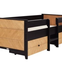 Bopita Lits Enfant Lit 90x200 2 Tiroirs De Lit Sommier Inclus Noir Naturel Naturel -Lits enfant Soldes lit 90x200 2 tiroirs de lit sommier inclus noir naturel naturel 4