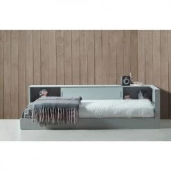 Woood Lits Enfant Lit 90x200 Avec Rangement Intégré Gris Béton -Lits enfant Soldes lit 90x200 avec rangement integre gris beton 2
