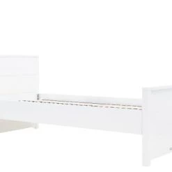 Bopita Lits Enfant Lit 90x200 Avec Tête De Lit Haute Blanc En MDF Et Hêtre