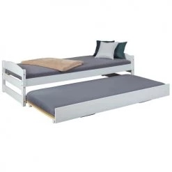 Altobuy Lits Enfant Lit 90x200 Cm Gigogne Vernis Blanc -Lits enfant Soldes lit 90x200 cm gigogne vernis blanc 2