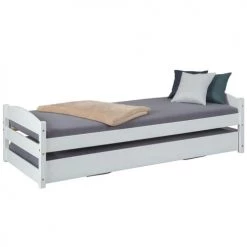 Altobuy Lits Enfant Lit 90x200 Cm Gigogne Vernis Blanc