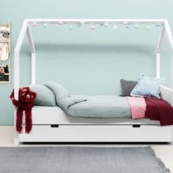Bopita Lits Enfant Lit 90x200 Home Blanc En MDF Et Hêtre -Lits enfant Soldes lit 90x200 home blanc en mdf et hetre 4
