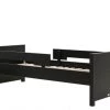 Bopita Lits Enfant Lit 90x200 Incl. 2 Barres De Protection Noir Mat En MDF Et Hêtre