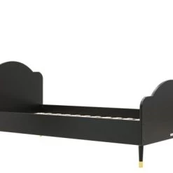 Bopita Lits Enfant Lit 90x200 Noir Mat En MDF Et Hêtre