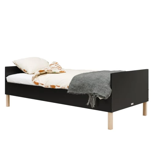Bopita Lits Enfant Lit 90x200 Noir Mat/naturel Excl. Sommier En MDF Et Hêtre 2 Bopita Lits Enfant Lit 90x200 Noir Mat/naturel Excl. Sommier En MDF Et Hêtre – Image 2