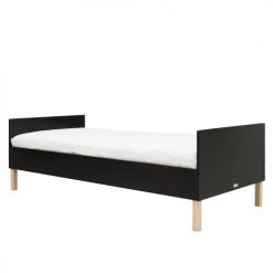 Bopita Lits Enfant Lit 90x200 Noir Mat/naturel Excl. Sommier En MDF Et Hêtre