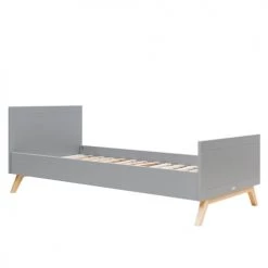 Bopita Lits Enfant Lit 90x200 Sommier Inclus Gris Naturel Naturel -Lits enfant Soldes lit 90x200 sommier inclus gris naturel naturel 2