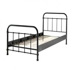 Vipack Lits Enfant Lit 90x200 Sommier Inclus Noir
