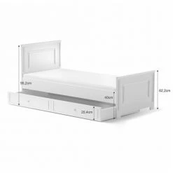 Bellamy Lits Enfant Lit 90x200 Sommier Tiroir Inclus Blanc -Lits enfant Soldes lit 90x200 sommier tiroir inclus blanc 3