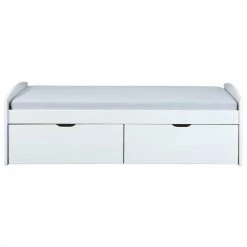 Altobuy Lits Enfant Lit 90x200cm 2 Tiroirs Vernis Blanc -Lits enfant Soldes lit 90x200cm 2 tiroirs vernis blanc 2