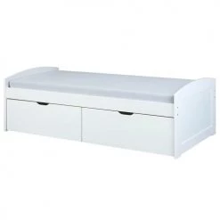 Altobuy Lits Enfant Lit 90x200cm 2 Tiroirs Vernis Blanc