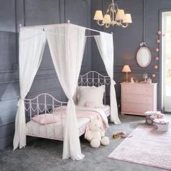 Maisons Du Monde Lits Enfant Lit à Baldaquin 90x190 En Métal Rose -Lits enfant Soldes lit a baldaquin 90x190 en metal rose 1000 4 4 142889 6