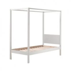 Vipack Lits Enfant Lit à Baldaquin 90x200 Sommier Inclus Blanc
