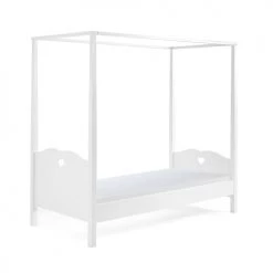 Vipack Lits Enfant Lit à Baldaquin 90x200 Sommier Inclus Blanc