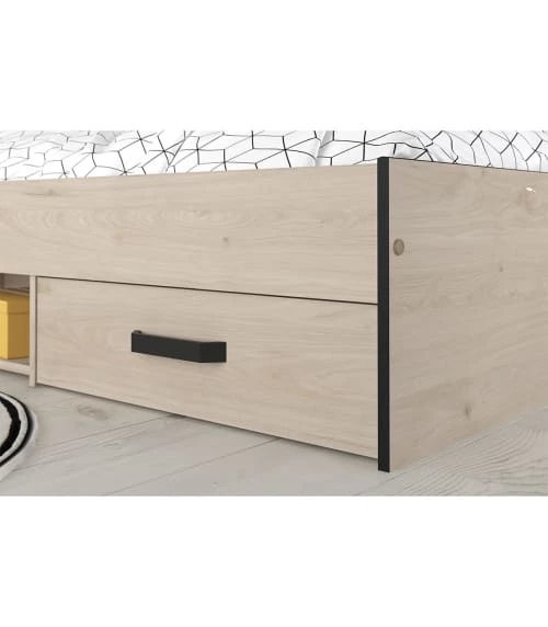 Calicosy Lits Enfant Lit Avec 2 Tiroirs De Rangement 90x200 - Décor Chêne Jackson Et Noir 6 Calicosy Lits Enfant Lit Avec 2 Tiroirs De Rangement 90x200 - Décor Chêne Jackson Et Noir – Image 6