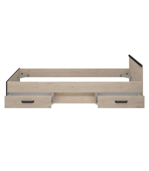 Calicosy Lits Enfant Lit Avec 2 Tiroirs De Rangement 90x200 - Décor Chêne Jackson Et Noir 1 Calicosy Lits Enfant Lit Avec 2 Tiroirs De Rangement 90x200 - Décor Chêne Jackson Et Noir