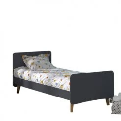 ID Kids Lits Enfant Lit Avec Pieds 90x190 Cm Bois Massif Anthracite