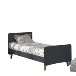 ID Kids Lits Enfant Lit Avec Pieds 90x190 Cm Bois Massif Anthracite -Lits enfant Soldes lit avec pieds 90x190 cm bois massif anthracite 3