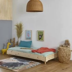 ID Kids Lits Enfant Lit Avec Pieds 90x190 Cm Bois Massif Gris -Lits enfant Soldes lit avec pieds 90x190 cm bois massif gris 3