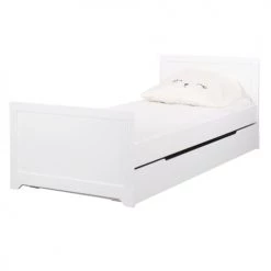 ID Kids Lits Enfant Lit Avec Tiroir 90x200 Cm Bois Massif Blanc