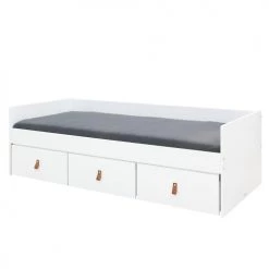 Bopita Lits Enfant Lit Banquette 90x200 3 Tiroirs De Lit Blanc