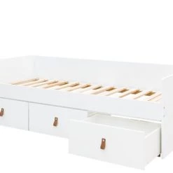Bopita Lits Enfant Lit Banquette 90x200 3 Tiroirs De Lit Blanc -Lits enfant Soldes lit banquette 90x200 3 tiroirs de lit blanc 5