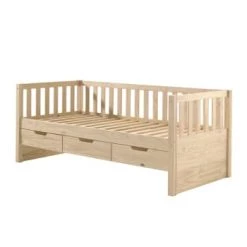 Vipack Lits Enfant Lit Banquette 90x200 Sommier 3 Tiroirs Inclus Naturel -Lits enfant Soldes lit banquette 90x200 sommier 3 tiroirs inclus naturel 4