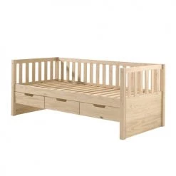 Vipack Lits Enfant Lit Banquette 90x200 Sommier 3 Tiroirs Inclus Naturel