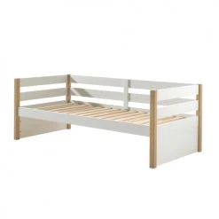 Vipack Lits Enfant Lit Banquette 90x200 Sommier Inclus Blanc Naturel