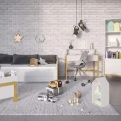 Nateo Concept Lits Enfant Lit Banquette Enfant 80x180 Blanc Et Chêne -Lits enfant Soldes lit banquette enfant 80x180 blanc et chene 2