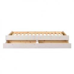 ID Kids Lits Enfant Lit Banquette Gigogne 90x200 Cm Bois Massif Blanc -Lits enfant Soldes lit banquette gigogne 90x200 cm bois massif blanc 2