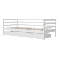Happy Garden Lits Enfant Lit Banquette Pour Enfant Avec Tiroirs 190x90cm Blanc