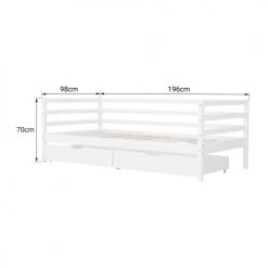 Happy Garden Lits Enfant Lit Banquette Pour Enfant Avec Tiroirs 190x90cm Blanc -Lits enfant Soldes lit banquette pour enfant avec tiroirs 190x90cm blanc 3