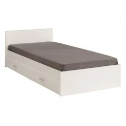 Calicosy Lits Enfant Lit Blanc Avec Rangements 2 Portes Coulissantes - 90x200