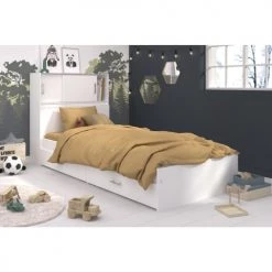 Calicosy Lits Enfant Lit Blanc Avec Rangements 2 Portes Coulissantes - 90x200 -Lits enfant Soldes lit blanc avec rangements 2 portes coulissantes 90x200 5